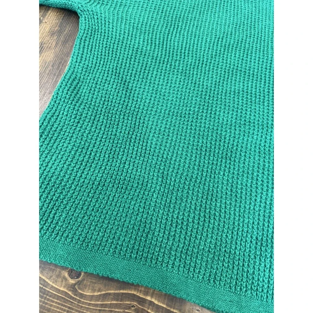 J. JILL Women's PLUS 2X Green Waffle Knit Mock Neck Sweater Relaxed Fit